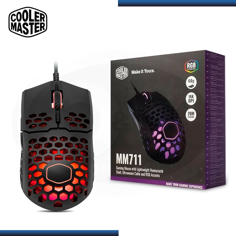 Mouse Cooler Master Mm711 Black Rgb 16k Dpi Mm-711-kkol1, Cooler Master